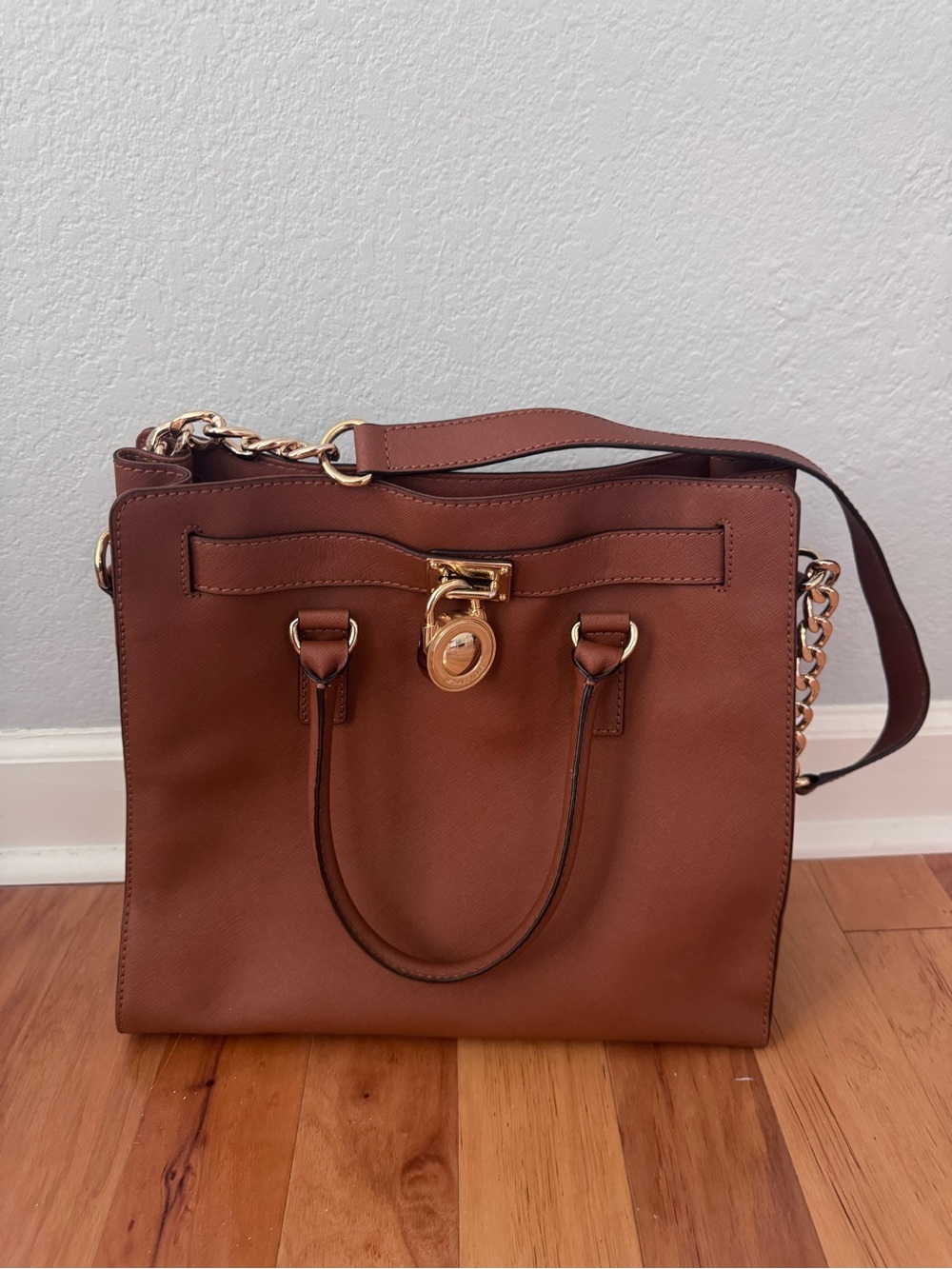 Michael Kors Chestnut Brown Satchel with Gold Hardware